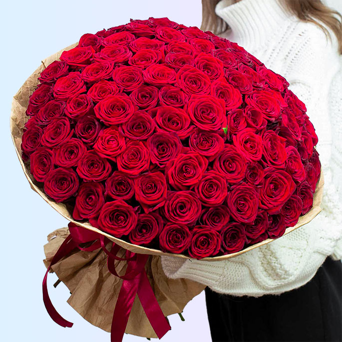 Букет из 101 розы "Ред Наоми" 50 см