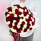 Букет из 101 белой и красной розы 60 см