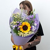 Сиреневый букет с подсолнухом — миниатюра 4