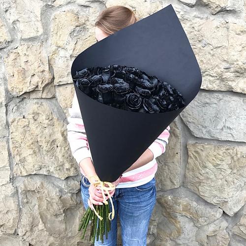 Букет из 25 черных роз Голландия 90 см