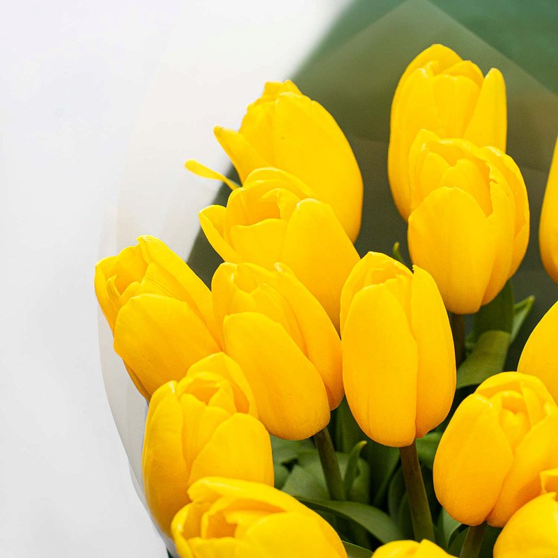 Букет 19 желтых тюльпанов