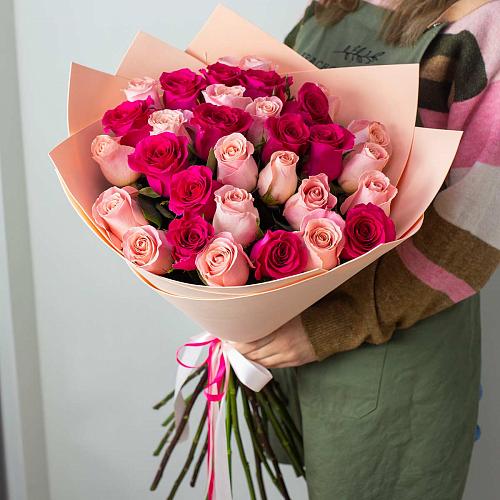 Букет из 31 розовых импортных роз 80 см