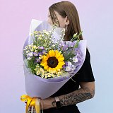 Сиреневый букет с подсолнухом — миниатюра 3