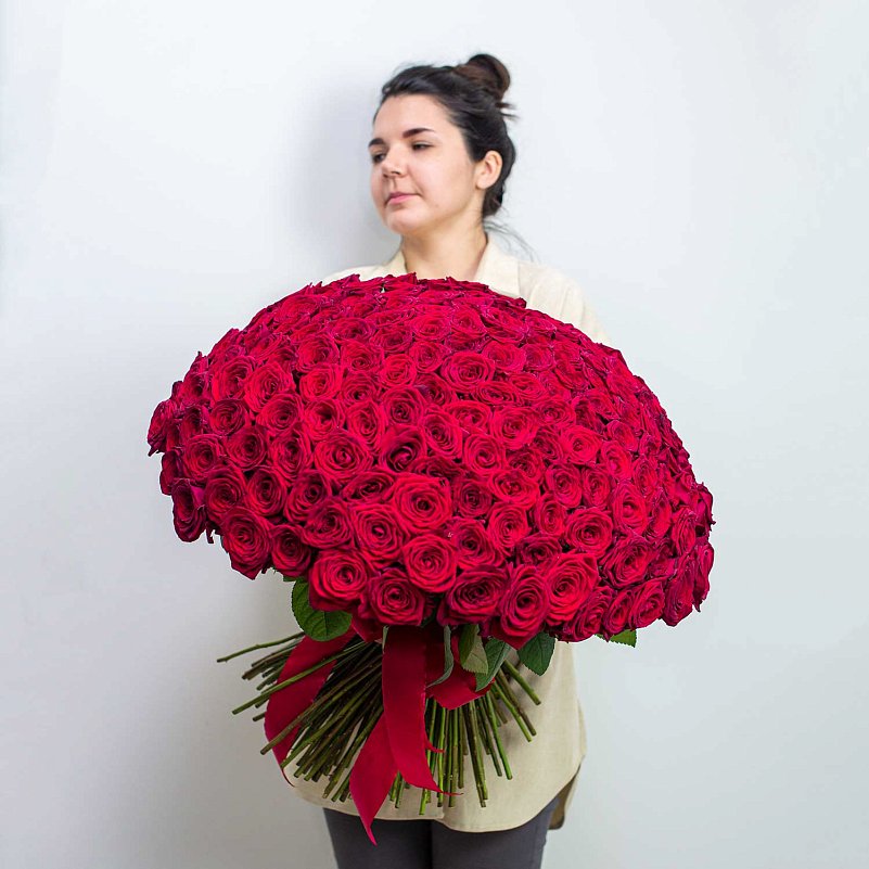 Букет из 201 красной розы Россия 60 см
