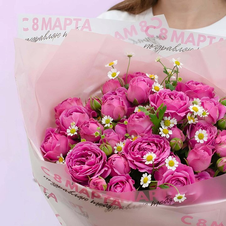 Букет из пионовидных роз "8 марта" — фото 3