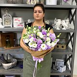Букет из 19 белых и сиреневых эустом — миниатюра 2
