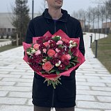 Букет из роз, хризантем и эустом №3 — миниатюра 2