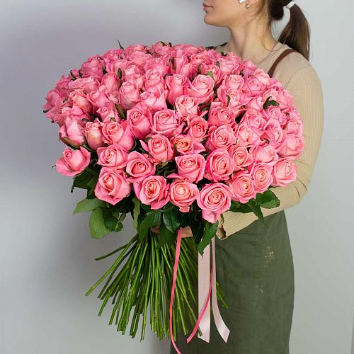 101 розовая роза 60 см "Анна Карина"