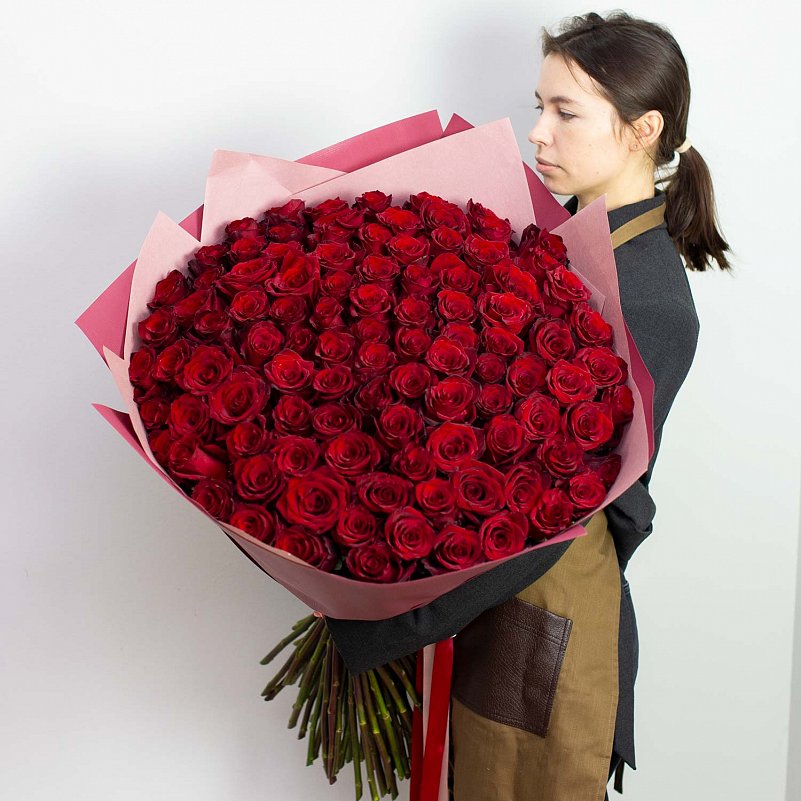 Красные розы Голландия 90 см шт.